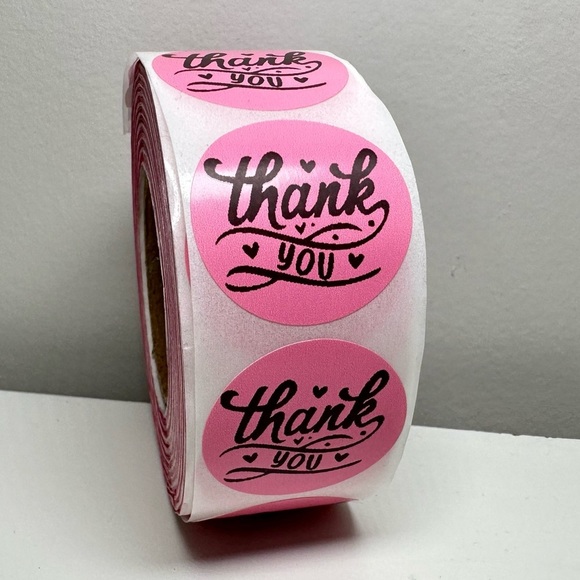 handmade Tops - Thank You 1" Round Stickers (Pack of 100 roll )​​